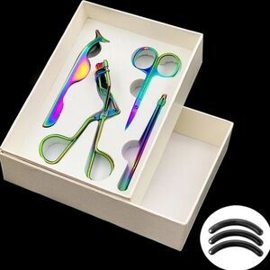 4Pcs Beauty Kit - Color: Multi - Tweezers, Scissors, Lash Curler, Lash Tweezers